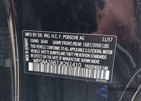 2018 Porsche 718 Cayman from USA, damaged, VIN WP0AA2A87JK261410
